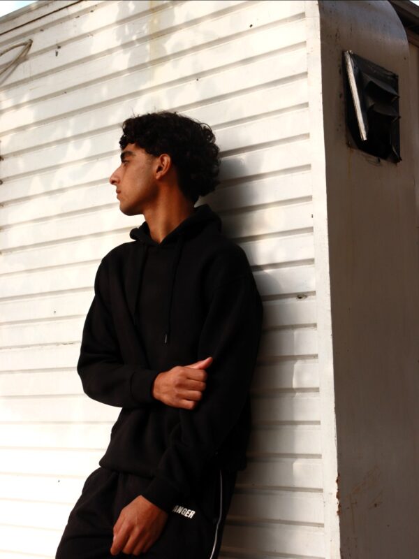 Black Cotton Fleece Hoodie