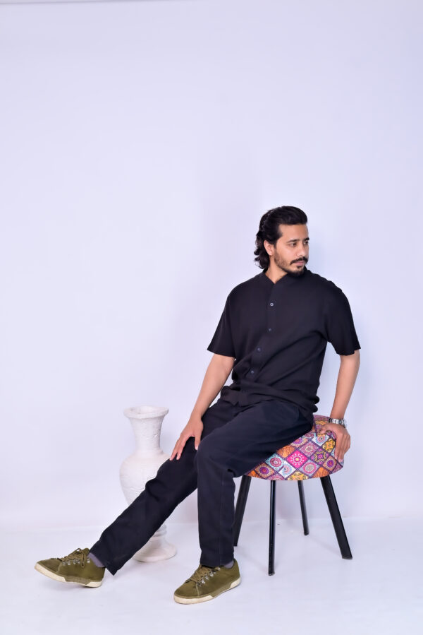 Men's black knit shirt
