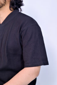 black rib knit shirt