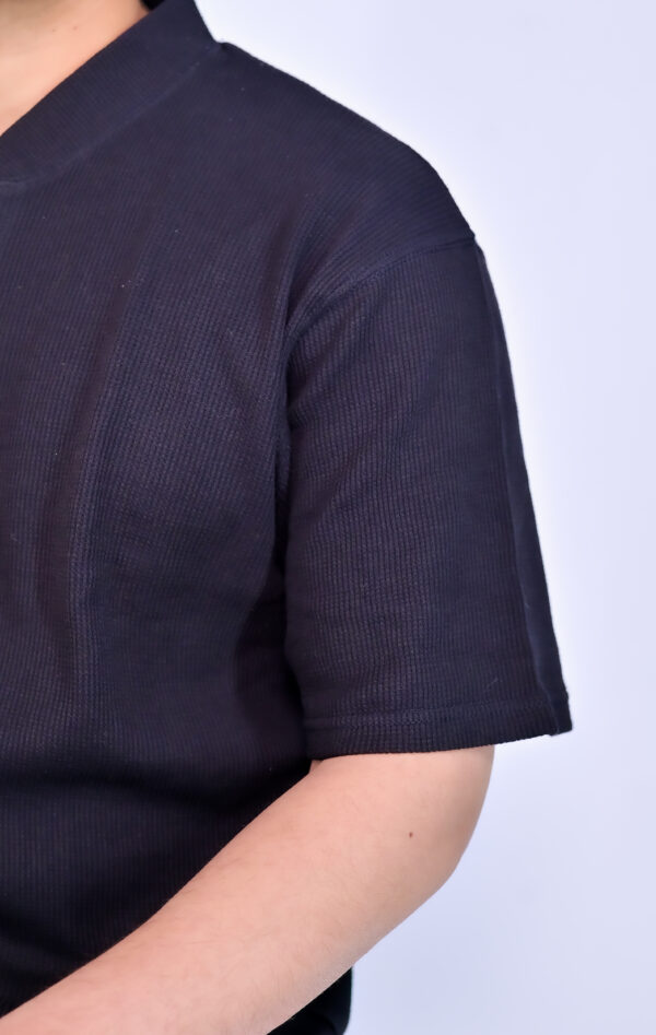 Casual black rib knit